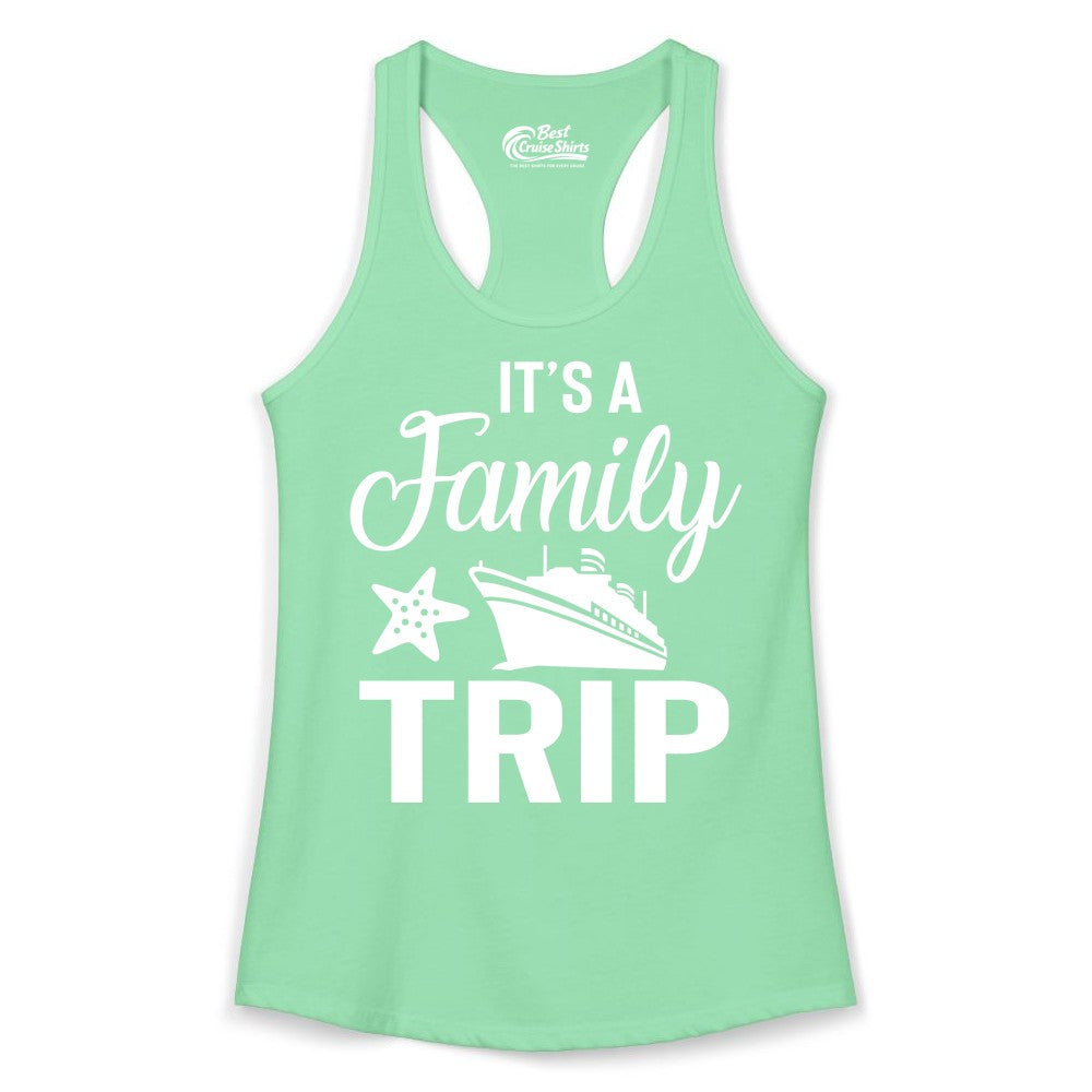 Family Cruise Shirt - Matching Family Vacation Shirts for Cruise Trips (Ladies Tank) in Solid Mint - Family Cruise Trip Shirt - Nautical Matching Family Vacation Tee Design