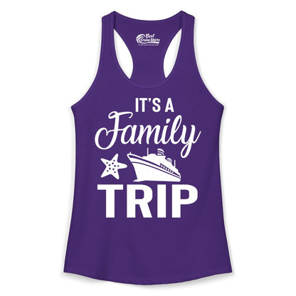 Family Cruise Shirt - Matching Family Vacation Shirts for Cruise Trips (Ladies Tank) in Solid Purple Rush - Family Cruise Trip Shirt - Nautical Matching Family Vacation Tee Design