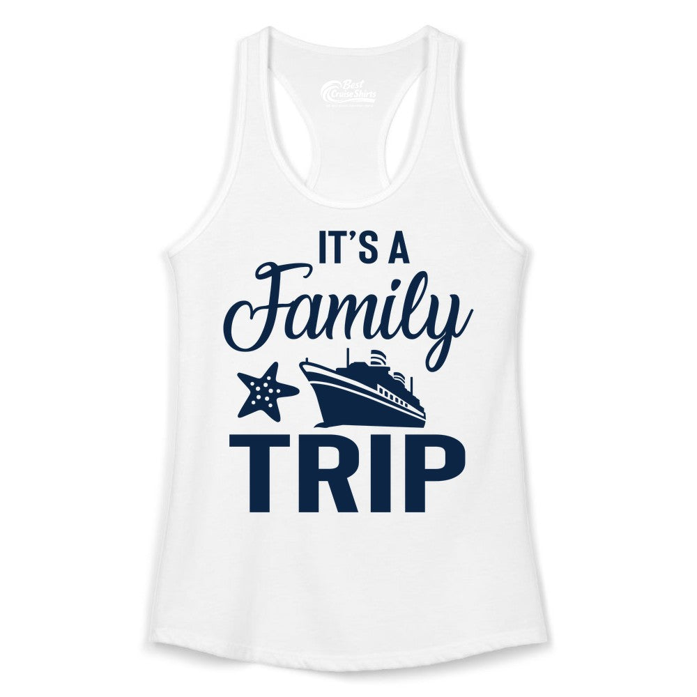 Family Cruise Shirt - Matching Family Vacation Shirts for Cruise Trips (Ladies Tank) in White - Family Cruise Trip Shirt - Nautical Matching Family Vacation Tee Design