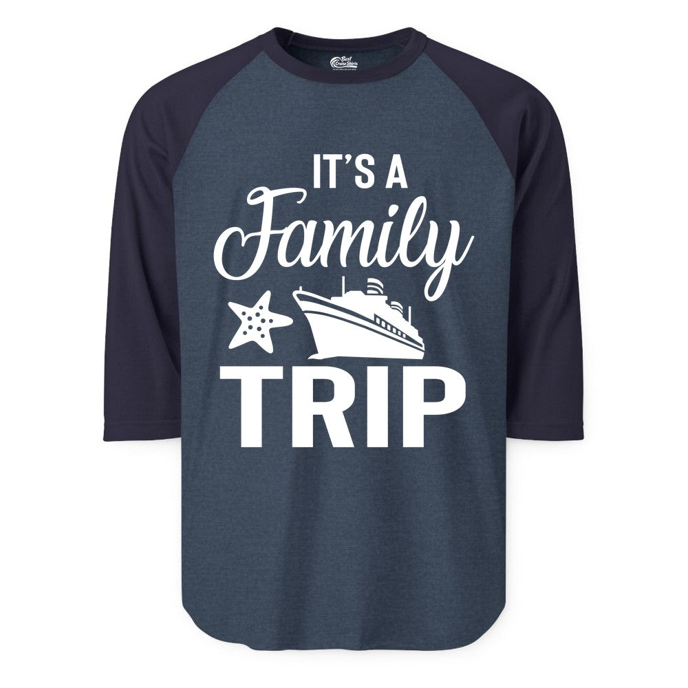 Family Cruise Shirt - Matching Family Vacation Shirts for Cruise Trips (Raglan) in Heather DenimNavy - Family Cruise Trip Shirt - Nautical Matching Family Vacation Tee Design