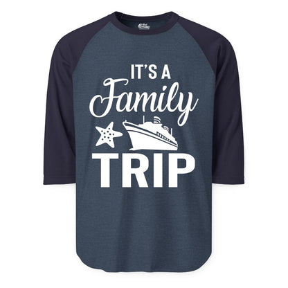 Family Cruise Shirt - Matching Family Vacation Shirts for Cruise Trips (Raglan) in Heather DenimNavy - Family Cruise Trip Shirt - Nautical Matching Family Vacation Tee Design