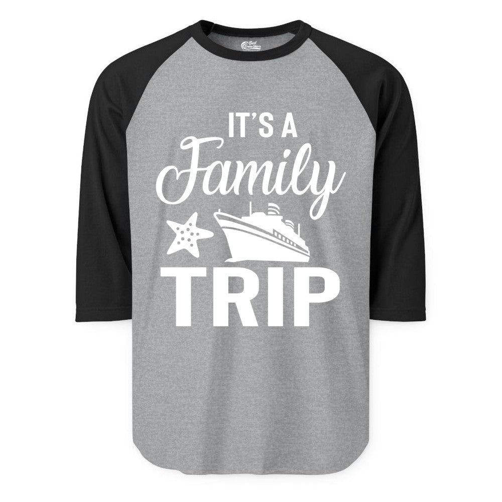 Family Cruise Shirt - Matching Family Vacation Shirts for Cruise Trips (Raglan) in Heather GreyBlack - Family Cruise Trip Shirt - Nautical Matching Family Vacation Tee Design