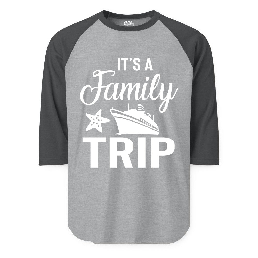 Family Cruise Shirt - Matching Family Vacation Shirts for Cruise Trips (Raglan) in Heather GreyHeather Charcoal - Family Cruise Trip Shirt - Nautical Matching Family Vacation Tee Design