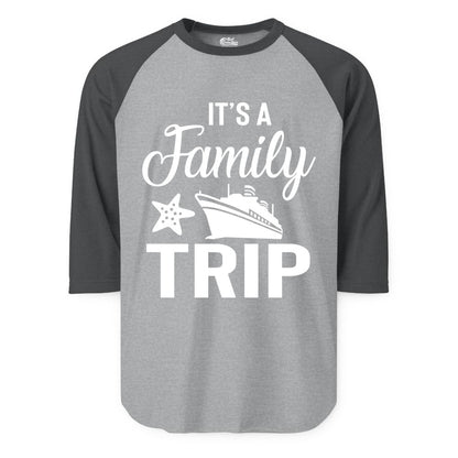 Family Cruise Shirt - Matching Family Vacation Shirts for Cruise Trips (Raglan) in Heather GreyHeather Charcoal - Family Cruise Trip Shirt - Nautical Matching Family Vacation Tee Design
