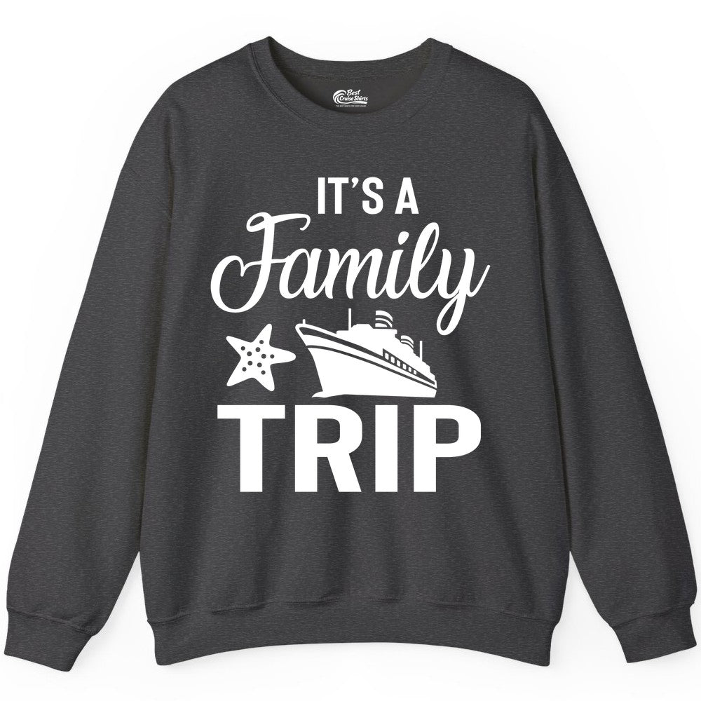 Family Cruise Shirt - Matching Family Vacation Shirts for Cruise Trips (Sweatshirt) in Dark Heather - Family Cruise Trip Shirt - Nautical Matching Family Vacation Tee Design
