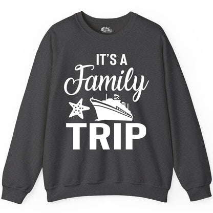 Family Cruise Shirt - Matching Family Vacation Shirts for Cruise Trips (Sweatshirt) in Dark Heather - Family Cruise Trip Shirt - Nautical Matching Family Vacation Tee Design