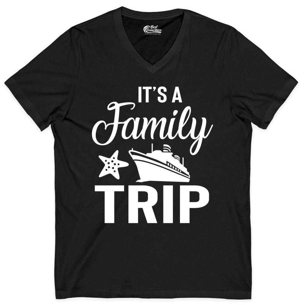 Family Cruise Shirt - Matching Family Vacation Shirts for Cruise Trips (V-Neck) in Black - Family Cruise Trip Shirt - Nautical Matching Family Vacation Tee Design