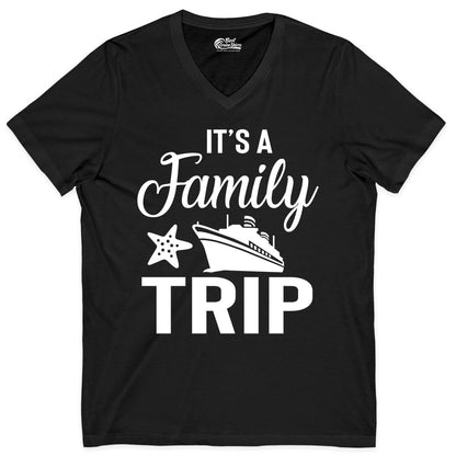 Family Cruise Shirt - Matching Family Vacation Shirts for Cruise Trips (V-Neck) in Black - Family Cruise Trip Shirt - Nautical Matching Family Vacation Tee Design
