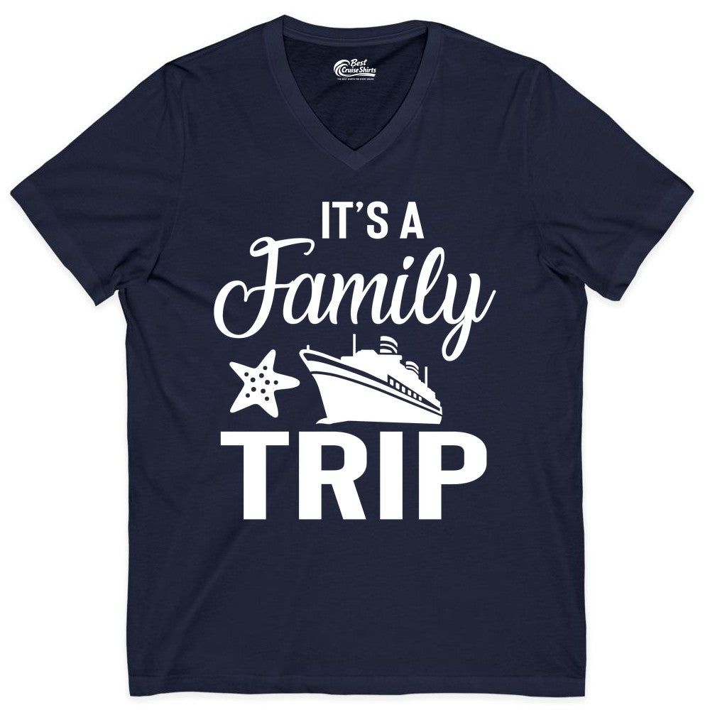Family Cruise Shirt - Matching Family Vacation Shirts for Cruise Trips (V-Neck) in Navy - Family Cruise Trip Shirt - Nautical Matching Family Vacation Tee Design