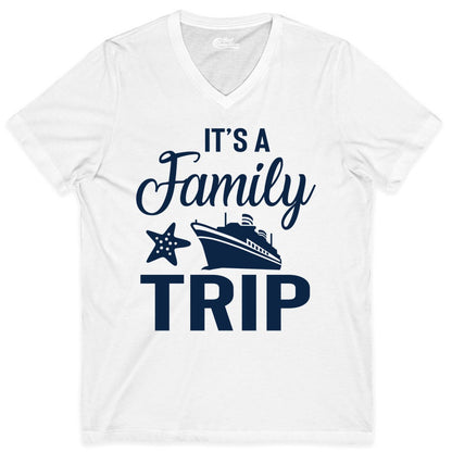 Family Cruise Shirt - Matching Family Vacation Shirts for Cruise Trips (V-Neck) in White - Family Cruise Trip Shirt - Nautical Matching Family Vacation Tee Design