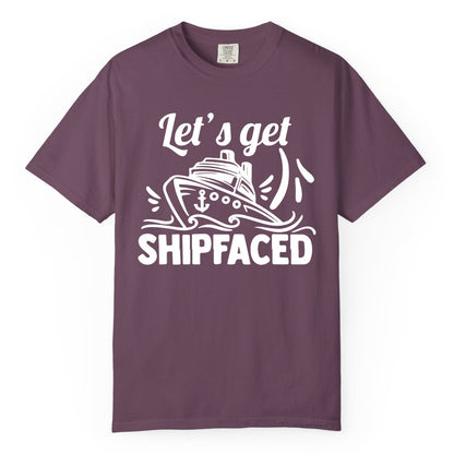 Let's Get Shipfaced Shirt - Funny Cruise Drinking Shirt for Adults (Comfort Color) in Berry - Let's Get Shipfaced Shirt - Funny Cruise Drinking Nautical Party Tee