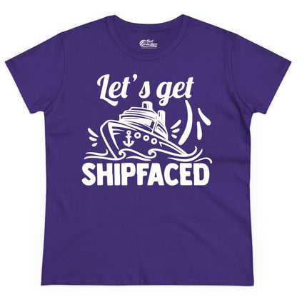 Let's Get Shipfaced Shirt - Funny Cruise Drinking Shirt for Adults (Ladies Tee) in Purple - Let's Get Shipfaced Shirt - Funny Cruise Drinking Nautical Party Tee