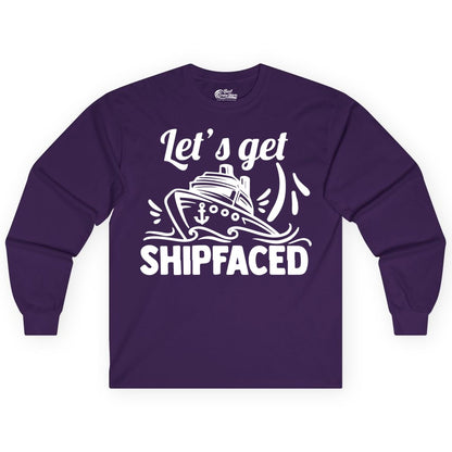 Let's Get Shipfaced Shirt - Funny Cruise Drinking Shirt for Adults (Long Sleeve) in Purple - Let's Get Shipfaced Shirt - Funny Cruise Drinking Nautical Party Tee