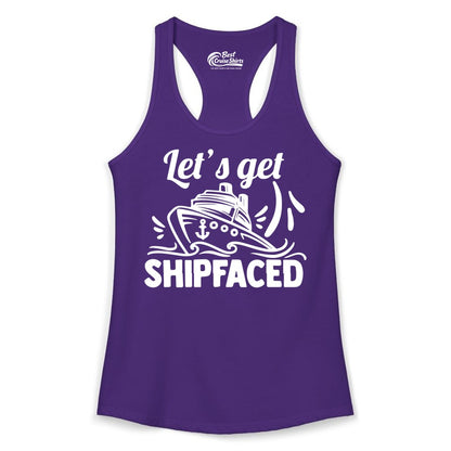 Let's Get Shipfaced Shirt - Funny Cruise Drinking Shirt for Adults (Ladies Tank) in Solid Purple Rush - Let's Get Shipfaced Shirt - Funny Cruise Drinking Nautical Party Tee