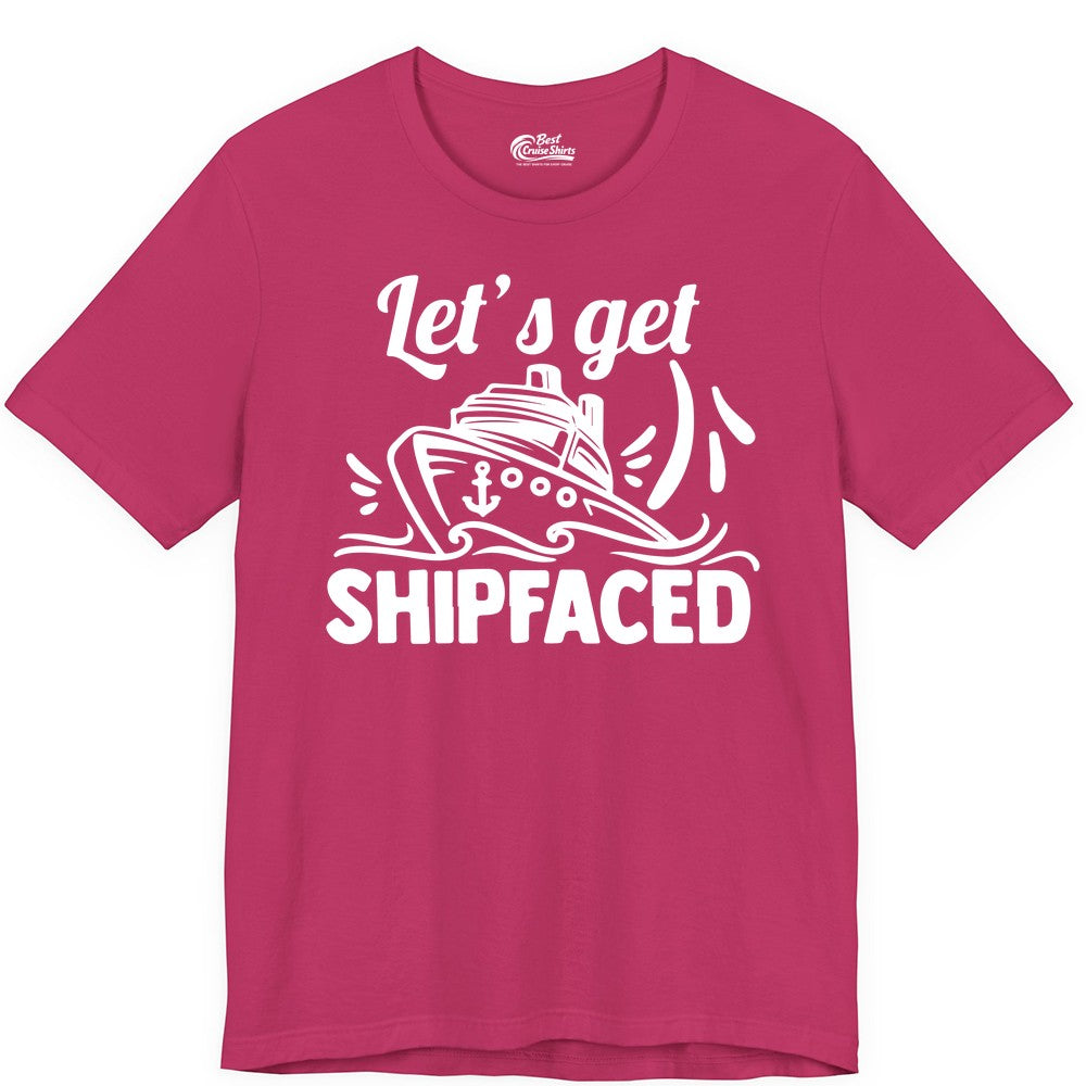 Let's Get Shipfaced Shirt - Funny Cruise Drinking Shirt for Adults (Premium Tee) in Berry - Let's Get Shipfaced Shirt - Funny Cruise Drinking Nautical Party Tee