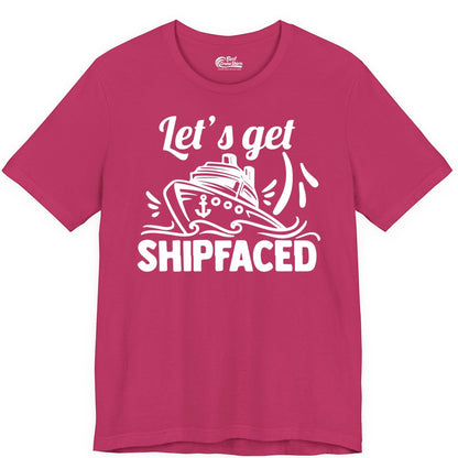 Let's Get Shipfaced Shirt - Funny Cruise Drinking Shirt for Adults (Premium Tee) in Berry - Let's Get Shipfaced Shirt - Funny Cruise Drinking Nautical Party Tee