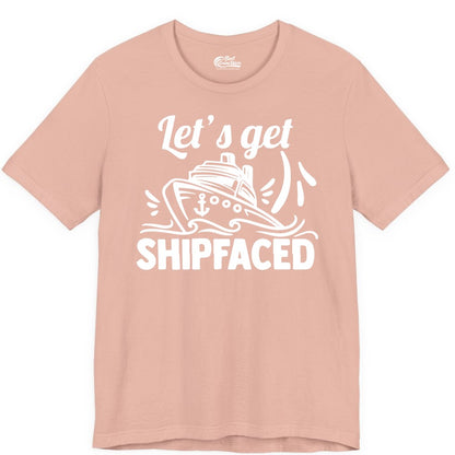 Let's Get Shipfaced Shirt - Funny Cruise Drinking Shirt for Adults (Premium Tee) in Peach - Let's Get Shipfaced Shirt - Funny Cruise Drinking Nautical Party Tee