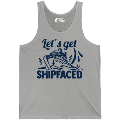 Let's Get Shipfaced Shirt - Funny Cruise Drinking Shirt for Adults (Tank Top) in Athletic Heather - Let's Get Shipfaced Shirt - Funny Cruise Drinking Nautical Party Tee