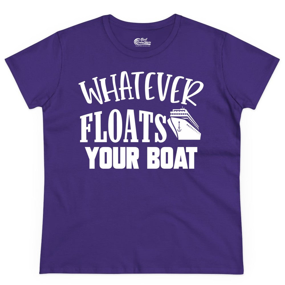 Whatever Floats Your Boat Shirt - Funny Cruise Vacation Apparel Tee (Ladies Tee) in Purple - Whatever Floats Your Boat Cruise Ship Humor Nautical Shirt