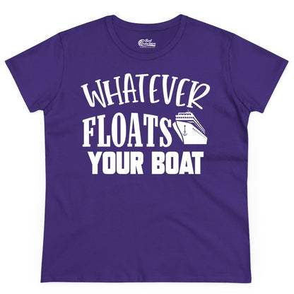 Whatever Floats Your Boat Shirt - Funny Cruise Vacation Apparel Tee (Ladies Tee) in Purple - Whatever Floats Your Boat Cruise Ship Humor Nautical Shirt