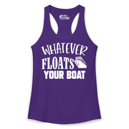 Whatever Floats Your Boat Shirt - Funny Cruise Vacation Apparel Tee (Ladies Tank) in Solid Purple Rush - Whatever Floats Your Boat Cruise Ship Humor Nautical Shirt