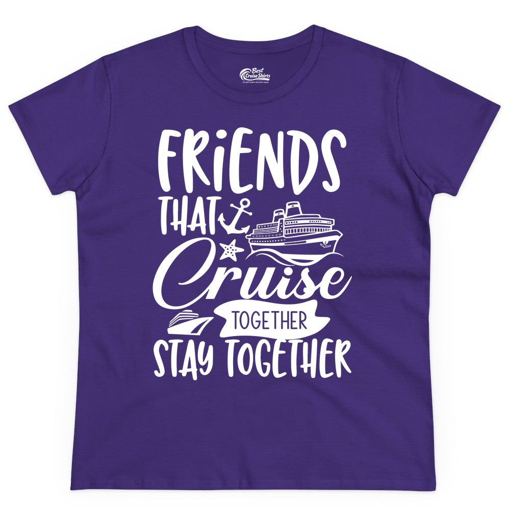 Friends Cruise Shirt - Nautical Group Cruise Vacation Apparel Fun (Ladies Tee) in Purple - Friends That Cruise Together Stay Together Nautical Group Shirt