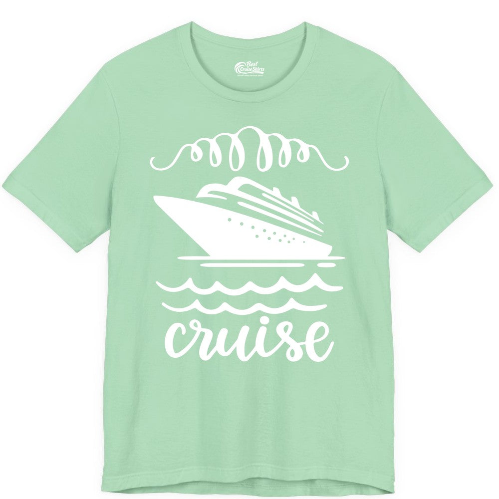 Cruise Shirt - Nautical Ocean Waves Cruise Vacation Shirt for Travelers (Premium Tee) in Mint - Cruise Ship and Ocean Waves Bold Nautical Graphic Cruise Shirt