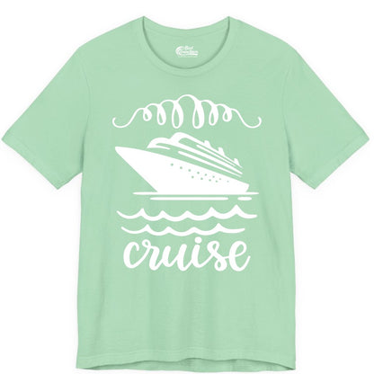 Cruise Shirt - Nautical Ocean Waves Cruise Vacation Shirt for Travelers (Premium Tee) in Mint - Cruise Ship and Ocean Waves Bold Nautical Graphic Cruise Shirt