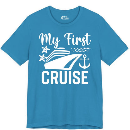 My First Cruise Shirt - Nautical Tee for First Time Cruisers (Premium Tee) in Aqua - My First Cruise Shirt - Nautical Ship Anchor Starfish Waves Design