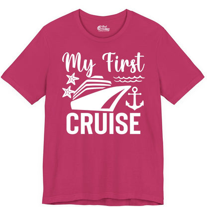 My First Cruise Shirt - Nautical Tee for First Time Cruisers (Premium Tee) in Berry - My First Cruise Shirt - Nautical Ship Anchor Starfish Waves Design