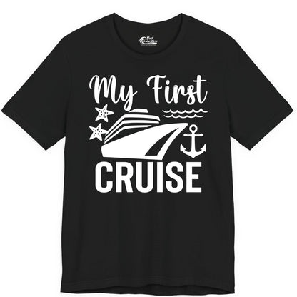 My First Cruise Shirt - Nautical Tee for First Time Cruisers (Premium Tee) in Black - My First Cruise Shirt - Nautical Ship Anchor Starfish Waves Design