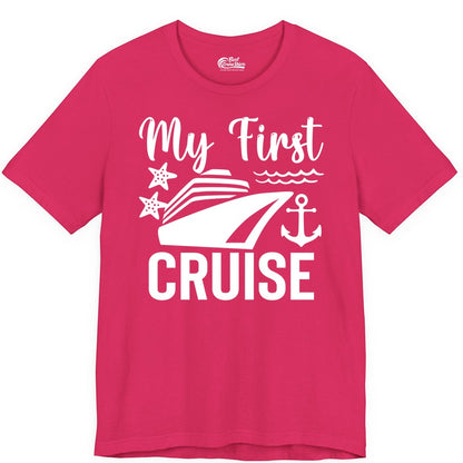 My First Cruise Shirt - Nautical Tee for First Time Cruisers (Premium Tee) in Fuchsia - My First Cruise Shirt - Nautical Ship Anchor Starfish Waves Design
