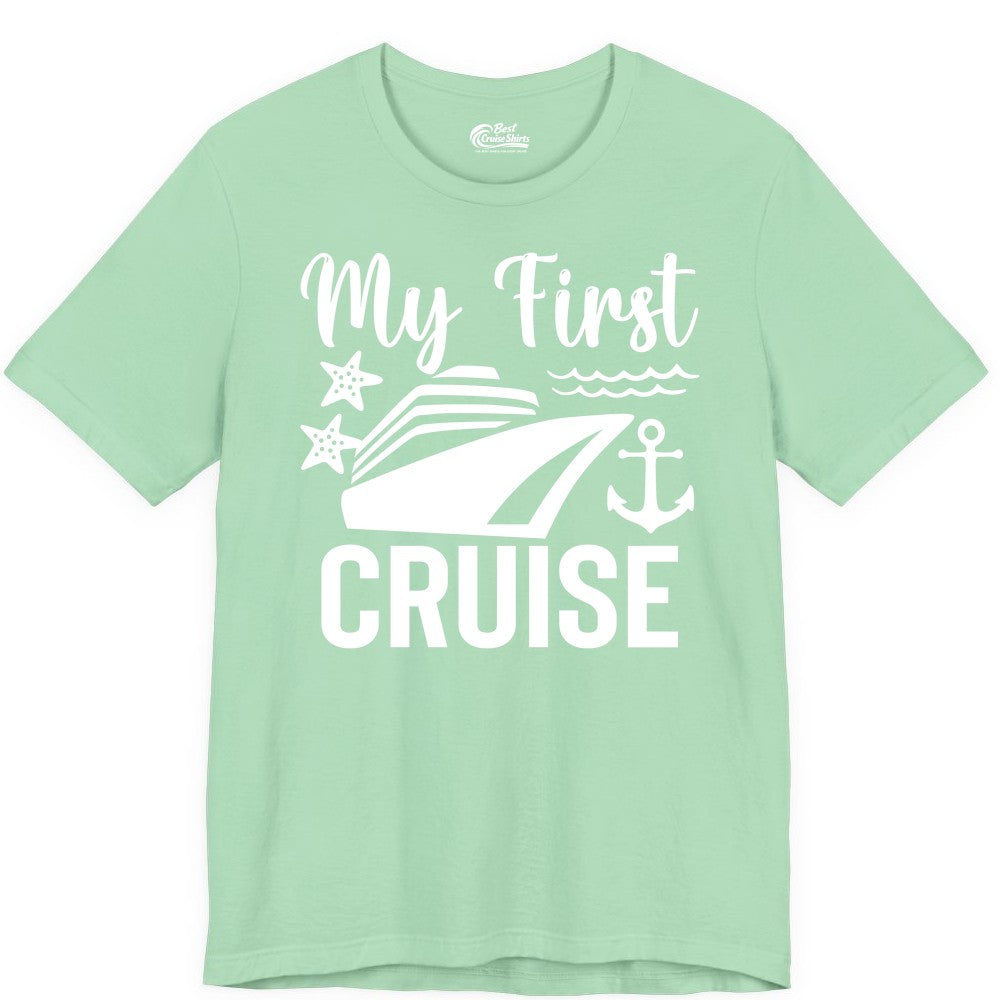 My First Cruise Shirt - Nautical Tee for First Time Cruisers (Premium Tee) in Mint - My First Cruise Shirt - Nautical Ship Anchor Starfish Waves Design