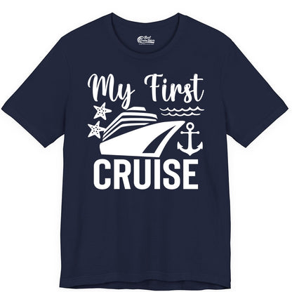 My First Cruise Shirt - Nautical Tee for First Time Cruisers (Premium Tee) in Navy - My First Cruise Shirt - Nautical Ship Anchor Starfish Waves Design