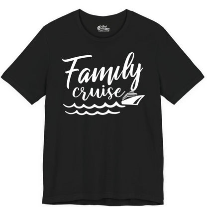 Family Cruise Shirt - Nautical Cruise Vacation Shirt for Families (Premium Tee) in Black - Family Cruise Shirt - Nautical Script Font With Waves And Ship Graphic