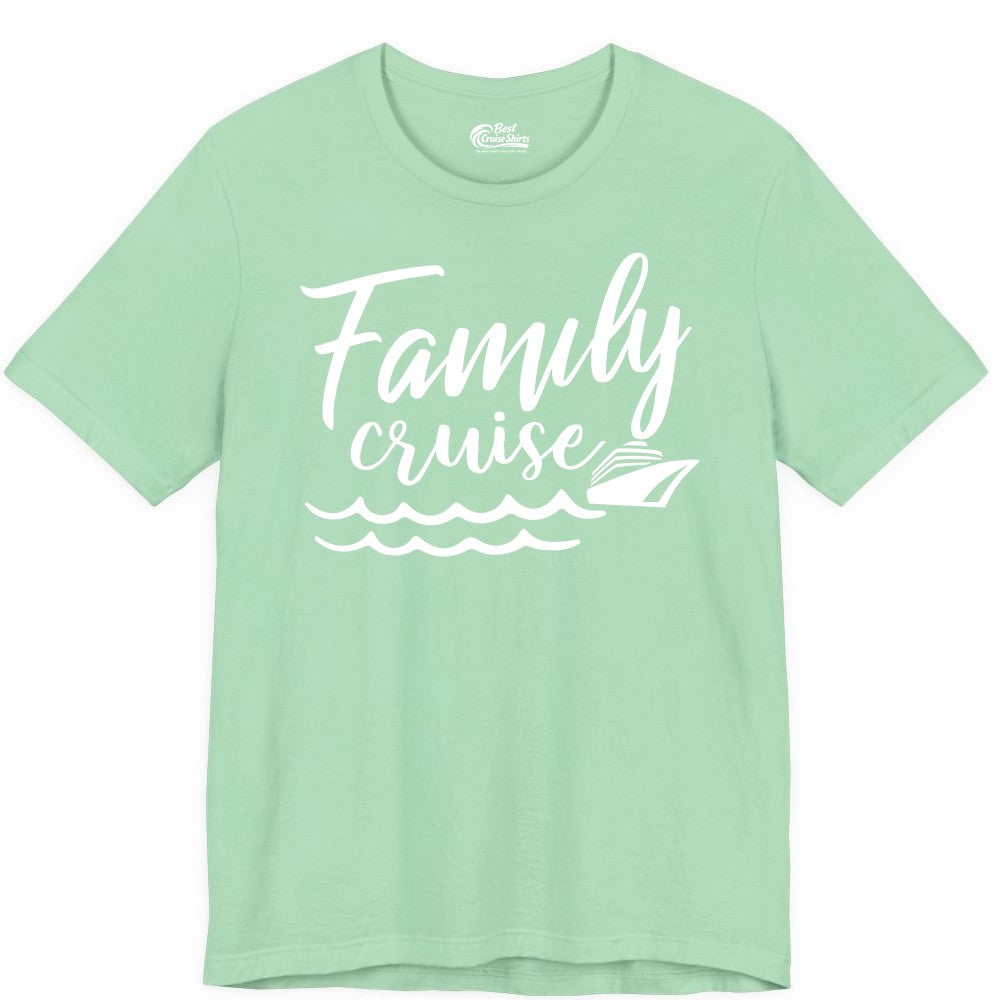 Family Cruise Shirt - Nautical Cruise Vacation Shirt for Families (Premium Tee) in Mint - Family Cruise Shirt - Nautical Script Font With Waves And Ship Graphic