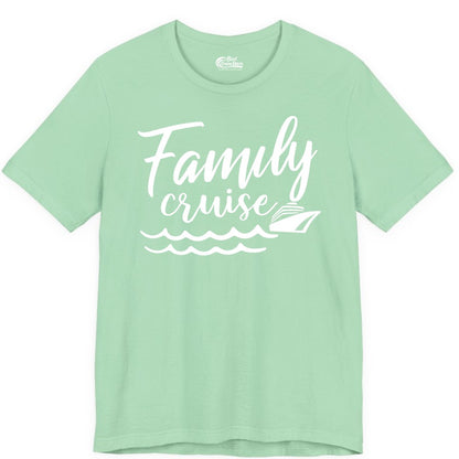Family Cruise Shirt - Nautical Cruise Vacation Shirt for Families (Premium Tee) in Mint - Family Cruise Shirt - Nautical Script Font With Waves And Ship Graphic