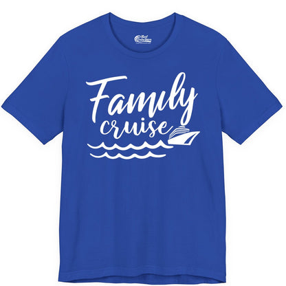 Family Cruise Shirt - Nautical Cruise Vacation Shirt for Families (Premium Tee) in True Royal - Family Cruise Shirt - Nautical Script Font With Waves And Ship Graphic