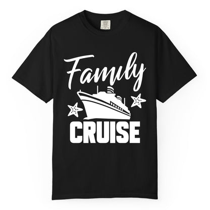 Family Cruise Shirt - Matching Cruise Vacation Apparel with Starfish (Comfort Color) in Black - Family Cruise Shirt - Cruise Ship and Starfish Matching Family Tee