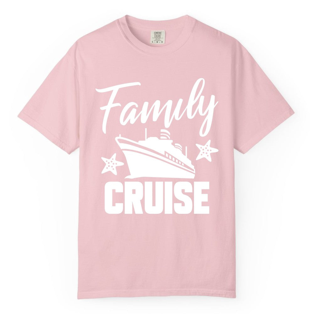 Family Cruise Shirt - Matching Cruise Vacation Apparel with Starfish (Comfort Color) in Blossom - Family Cruise Shirt - Cruise Ship and Starfish Matching Family Tee