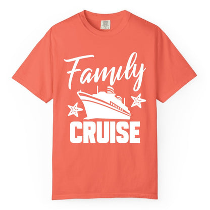 Family Cruise Shirt - Matching Cruise Vacation Apparel with Starfish (Comfort Color) in Bright Salmon - Family Cruise Shirt - Cruise Ship and Starfish Matching Family Tee
