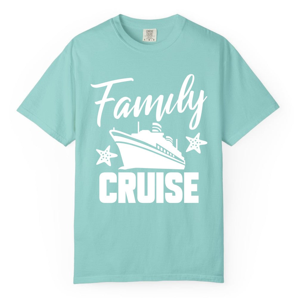 Family Cruise Shirt - Matching Cruise Vacation Apparel with Starfish (Comfort Color) in Chalky Mint - Family Cruise Shirt - Cruise Ship and Starfish Matching Family Tee