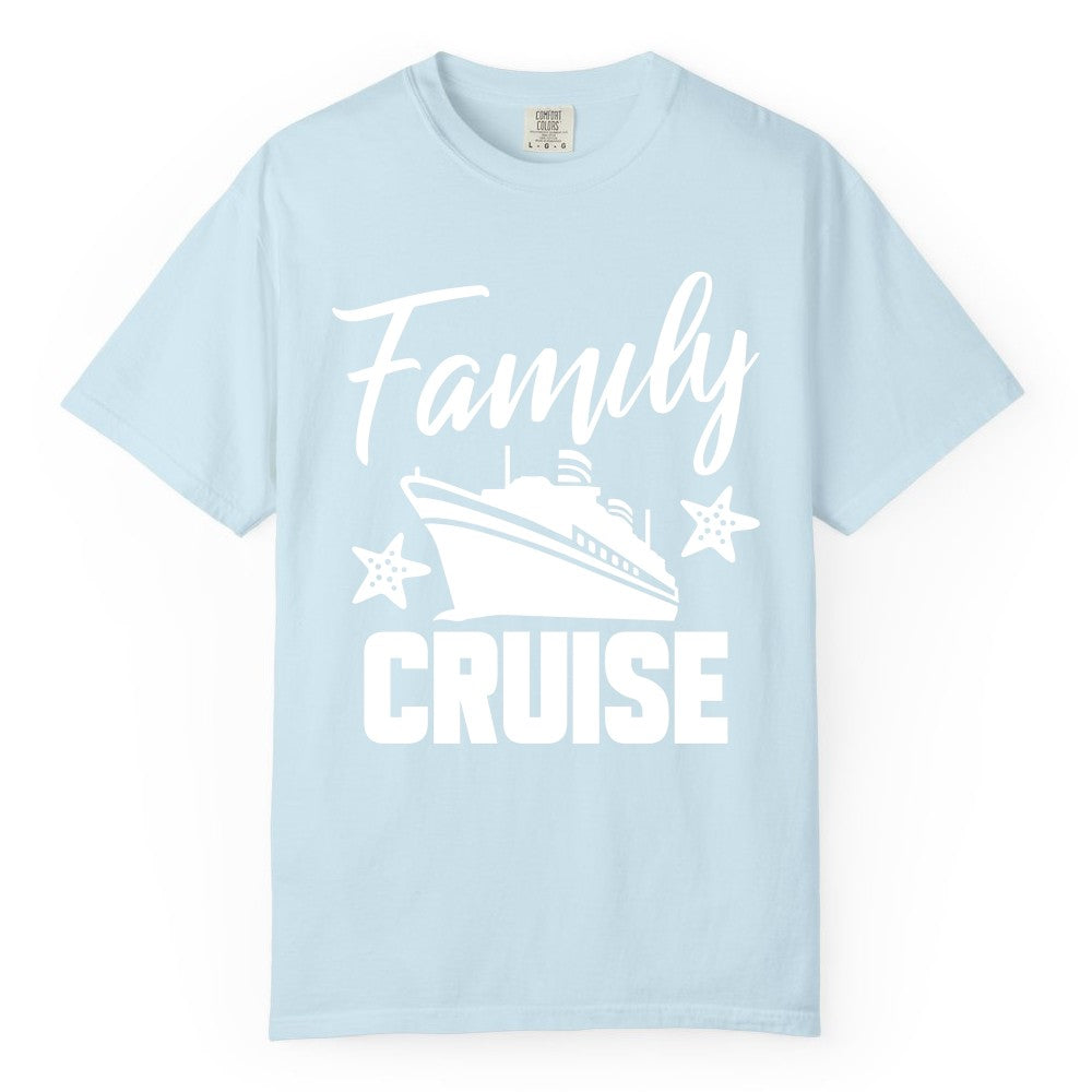 Family Cruise Shirt - Matching Cruise Vacation Apparel with Starfish (Comfort Color) in Chambray - Family Cruise Shirt - Cruise Ship and Starfish Matching Family Tee