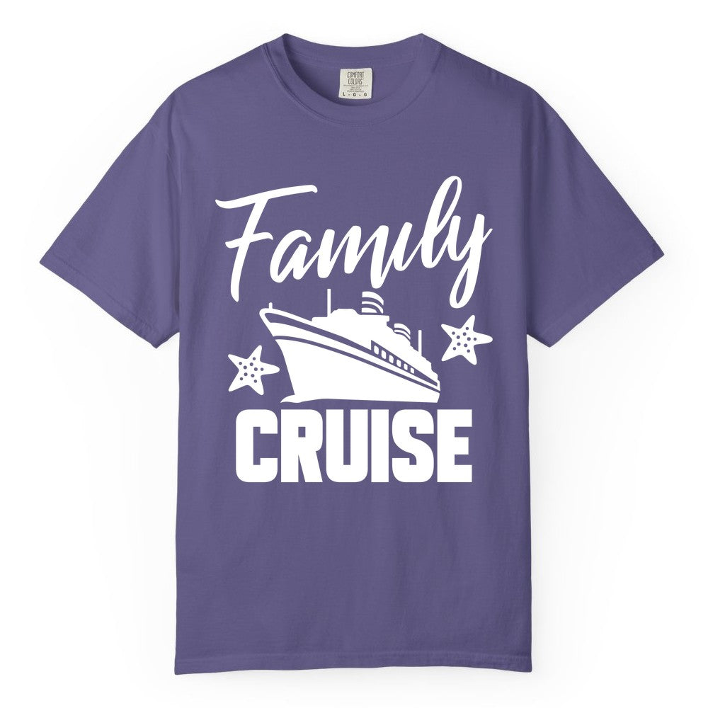 Family Cruise Shirt - Matching Cruise Vacation Apparel with Starfish (Comfort Color) in Grape - Family Cruise Shirt - Cruise Ship and Starfish Matching Family Tee