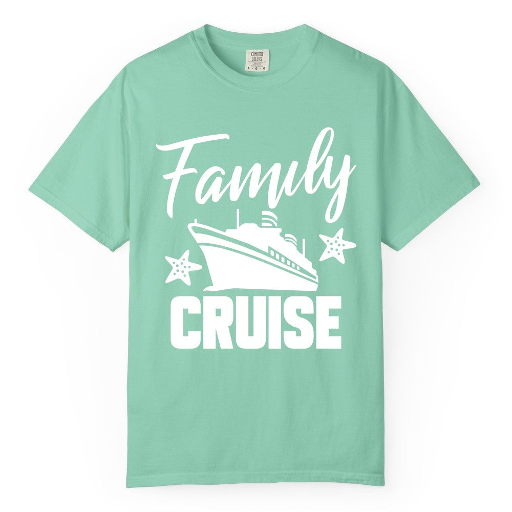 Family Cruise Shirt - Matching Cruise Vacation Apparel with Starfish (Comfort Color) in Island Reef - Family Cruise Shirt - Cruise Ship and Starfish Matching Family Tee