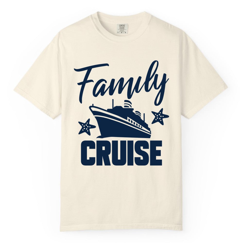 Family Cruise Shirt - Matching Cruise Vacation Apparel with Starfish (Comfort Color) in Ivory - Family Cruise Shirt - Cruise Ship and Starfish Matching Family Tee