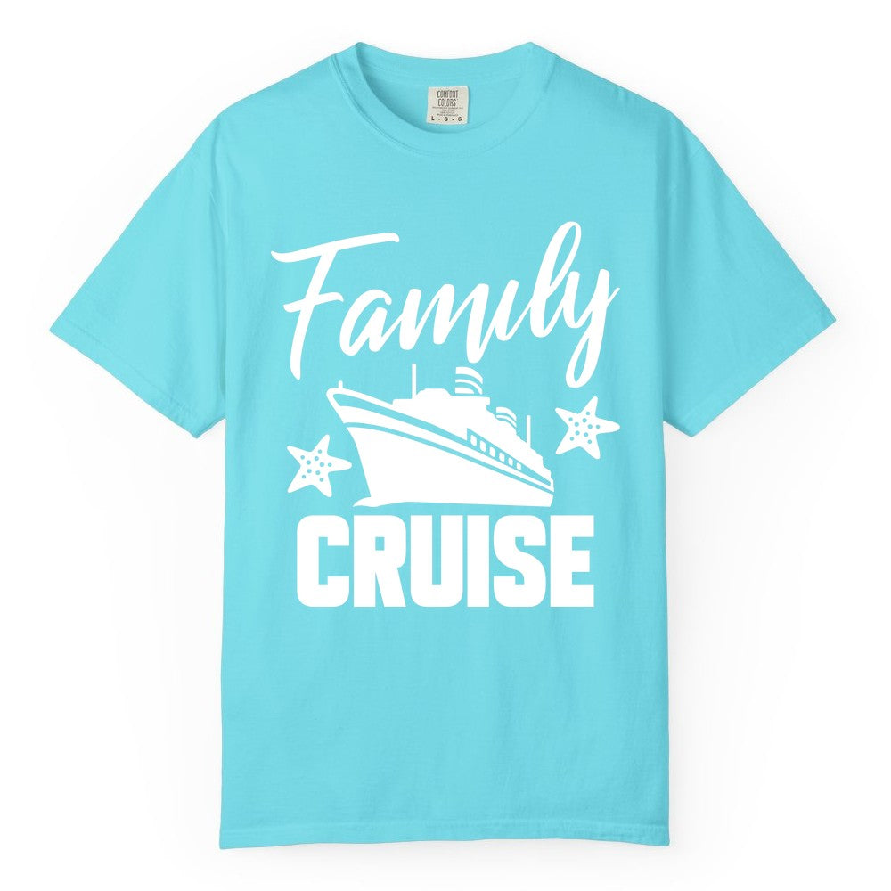 Family Cruise Shirt - Matching Cruise Vacation Apparel with Starfish (Comfort Color) in Lagoon Blue - Family Cruise Shirt - Cruise Ship and Starfish Matching Family Tee