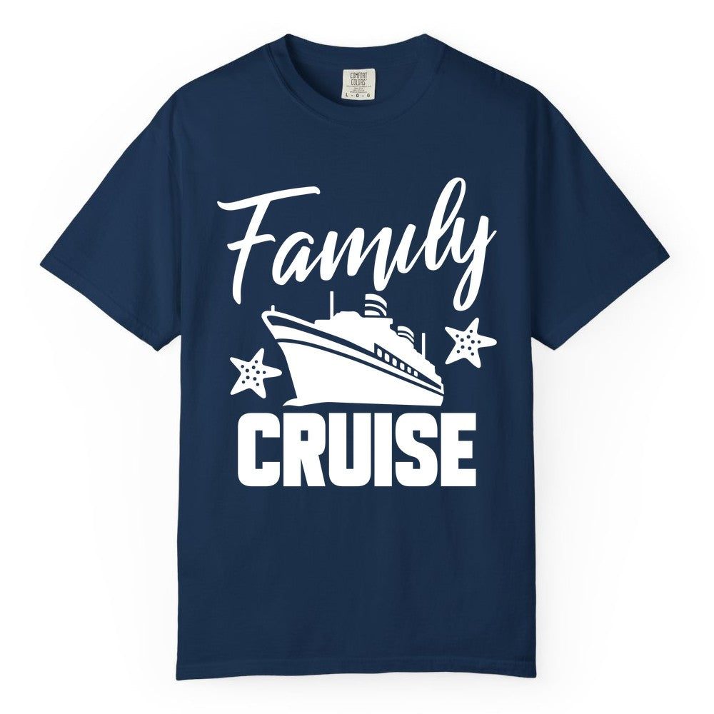 Family Cruise Shirt - Matching Cruise Vacation Apparel with Starfish (Comfort Color) in Navy - Family Cruise Shirt - Cruise Ship and Starfish Matching Family Tee