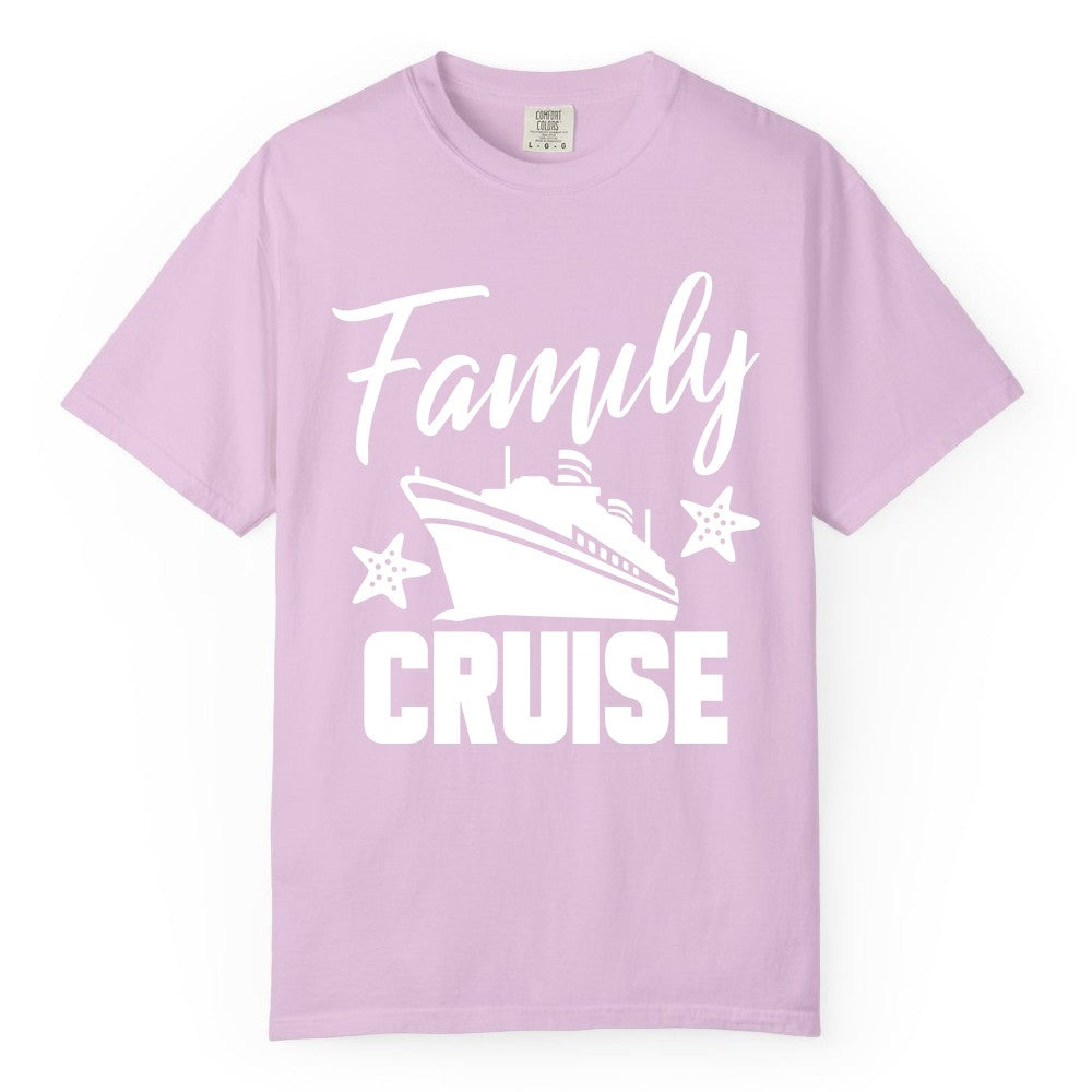 Family Cruise Shirt - Matching Cruise Vacation Apparel with Starfish (Comfort Color) in Orchid - Family Cruise Shirt - Cruise Ship and Starfish Matching Family Tee