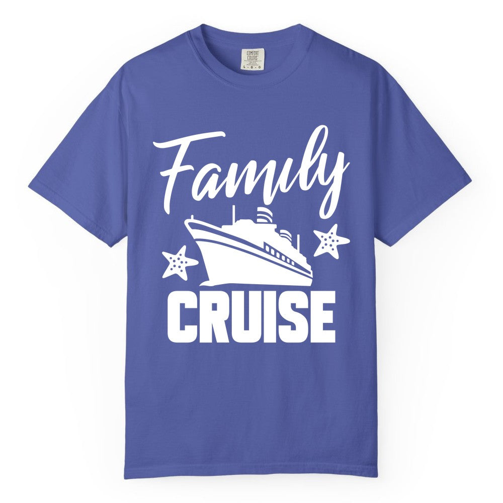 Family Cruise Shirt - Matching Cruise Vacation Apparel with Starfish (Comfort Color) in Periwinkle - Family Cruise Shirt - Cruise Ship and Starfish Matching Family Tee
